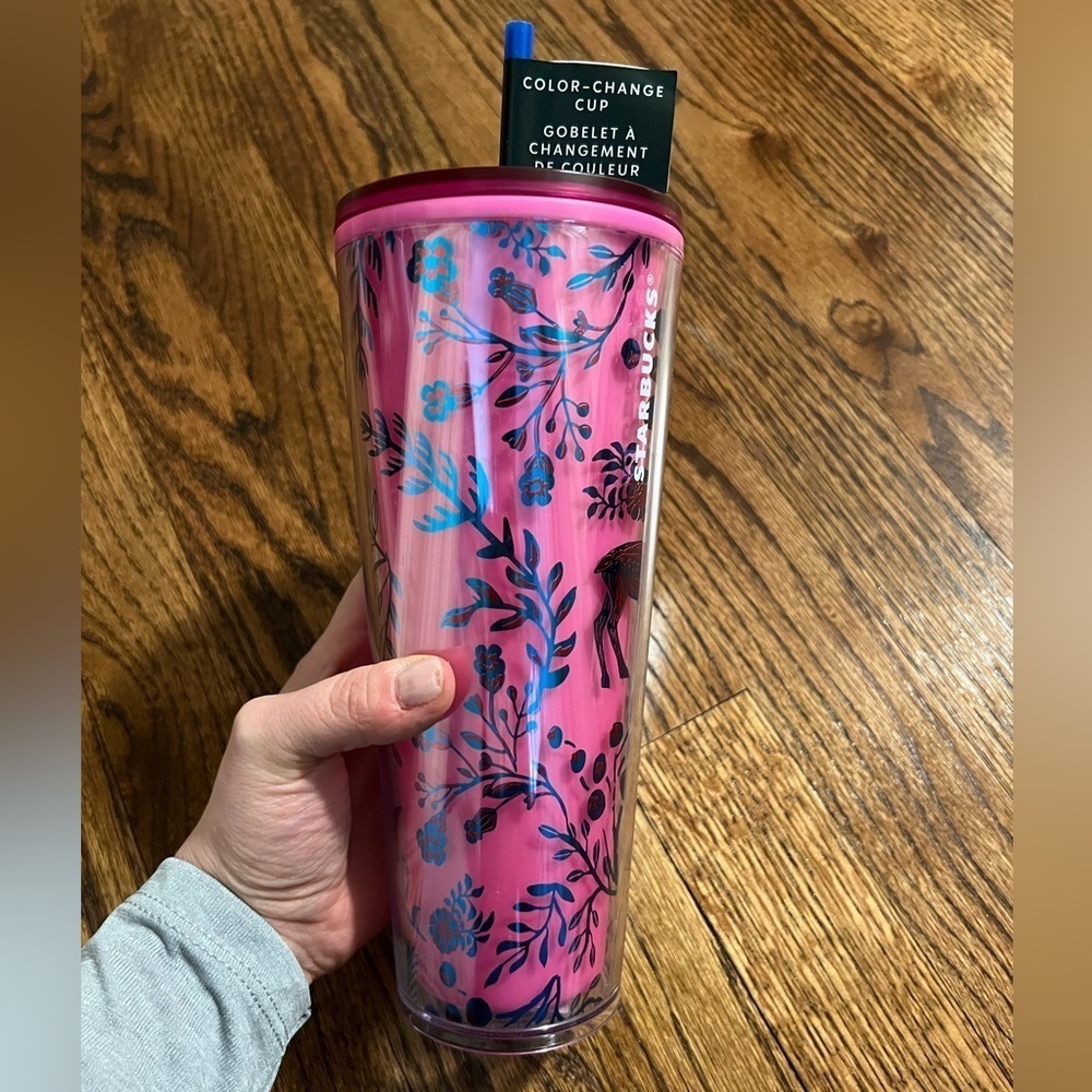 NEW Starbucks | 2022 Holiday Pink Color Changing Winter Woodland Floral Tumbler